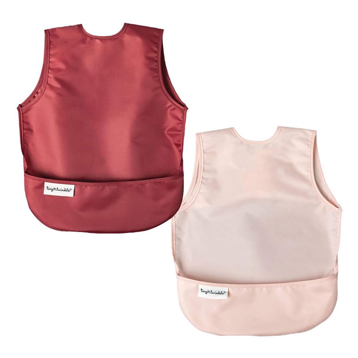 Tiny Twinkle Mess Proof Apron Bibs - 2 Pack Waterproof & Lightweight Baby Bibs for Led Weaning |