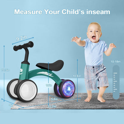 Colorful Lighting Baby Balance Bike Toys for 1 Year Old Boy Girl Gifts, 10-36 Month Toddler Balance