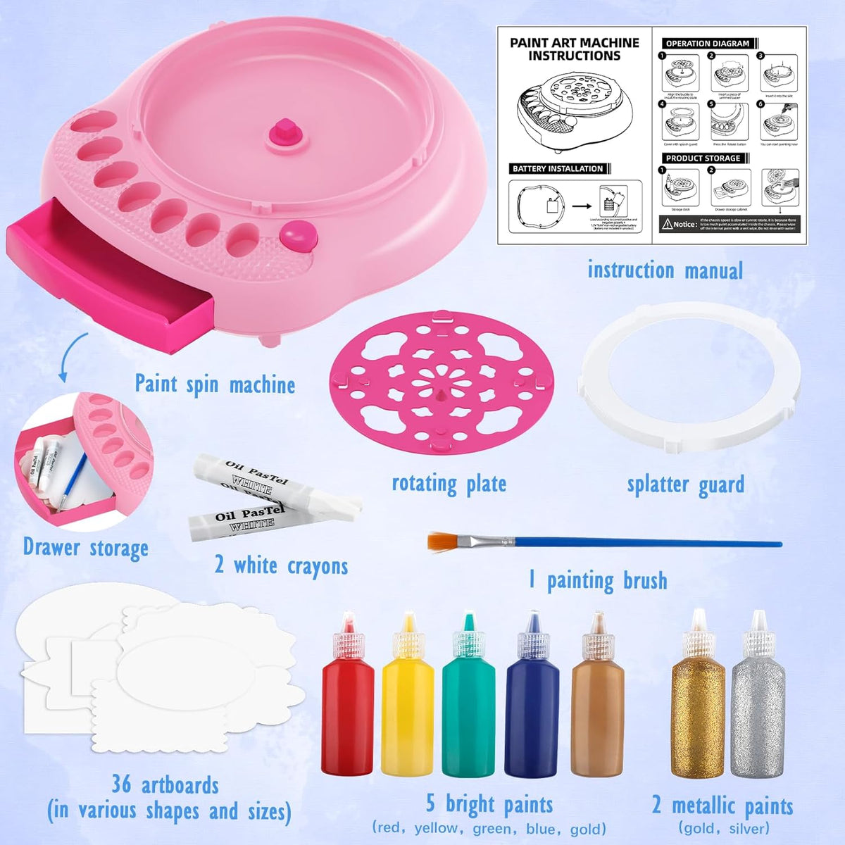 Arts and Crafts for Kids Ages 4-8,Paint Spin Art Machine Kit,Art Craft Set for 6-9 Year Old,Cool