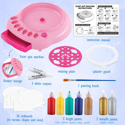 Arts and Crafts for Kids Ages 4-8,Paint Spin Art Machine Kit,Art Craft Set for 6-9 Year Old,Cool