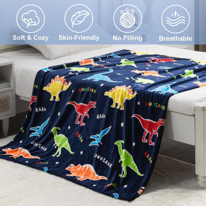 Dinosaur Gifts Toys for Boys Girls - Glow in The Dark Dino Blanket Best Christmas Birthday