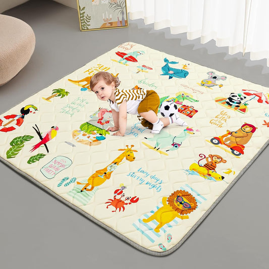 Baby Play Mat - Thicken 50x50 Inch Soft Foam Crawling Mat for Playpen & Floor, Non-Slip Waterproof
