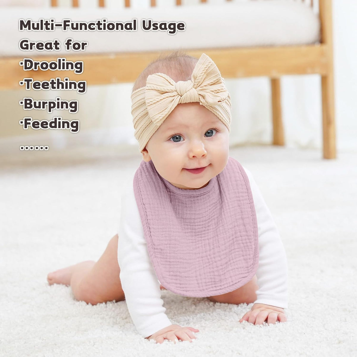 Susurration Muslin Baby Drool Bibs 10Pack Soft Square Adjustable Bandana Bibs for Unisex Baby Girls