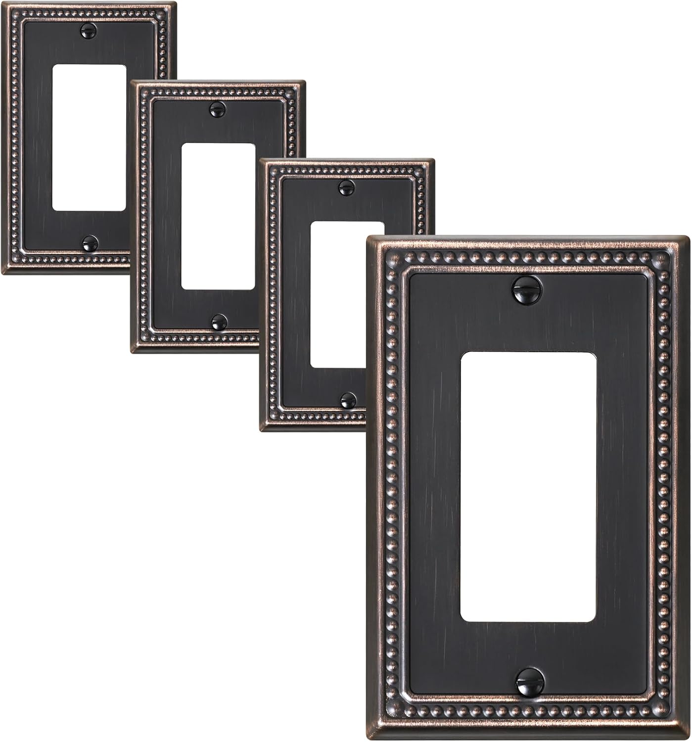 4-Pack Decorator Outlet Cover Plate, Decorative Switch Plates and Outlet Covers, Aged Bronze Metal