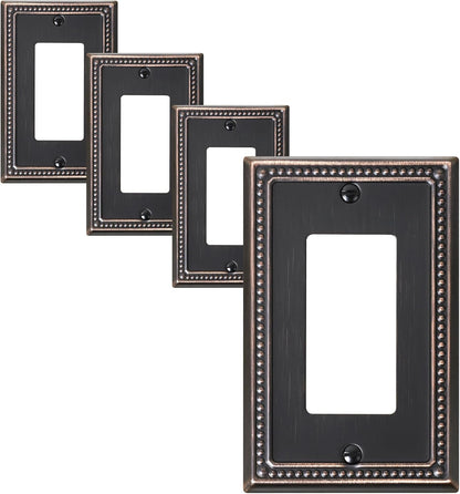 4-Pack Decorator Outlet Cover Plate, Decorative Switch Plates and Outlet Covers, Aged Bronze Metal