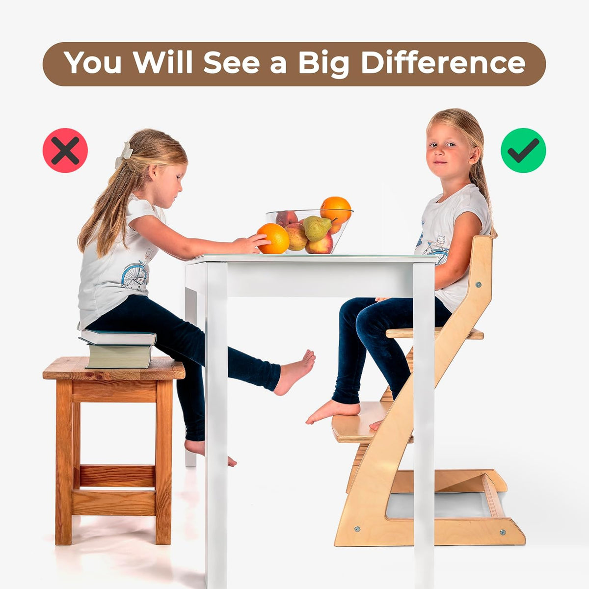 FORNEL Scandinavian Wooden High Chair | The Adjustable Grow-with-Me Chair, A Smart & Affordable