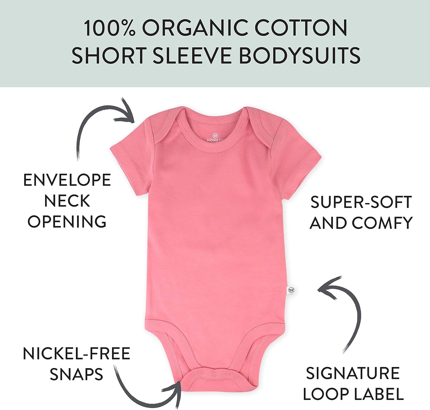 HonestBaby unisex-baby 10-pack Short Sleeve Bodysuits One-piece 100% Organic Cotton for Infant Baby