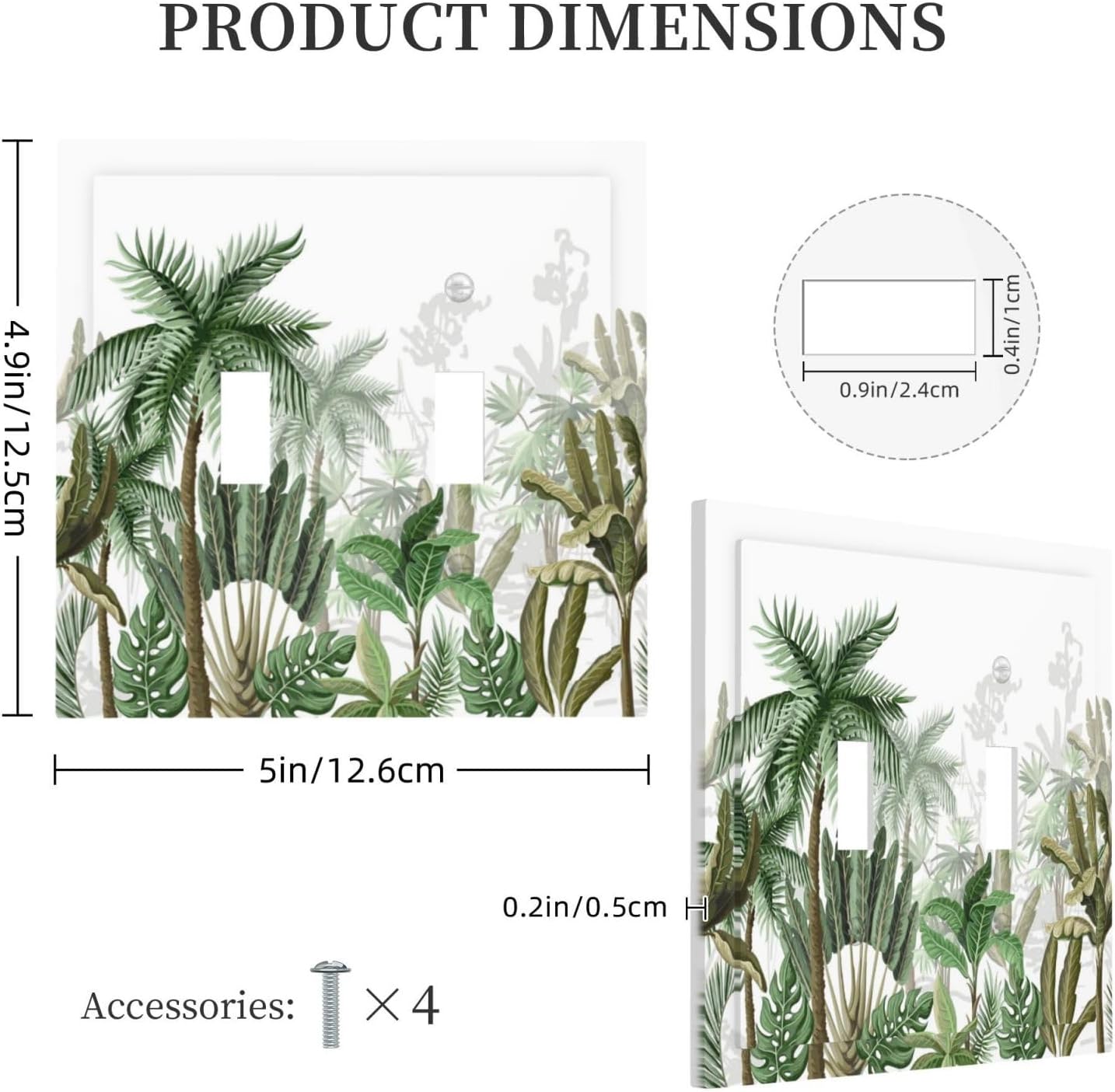 Palm Tree Banana Leaf Green Rainforest Natural Landscape Decorative Switch Plates 2 Gang Double