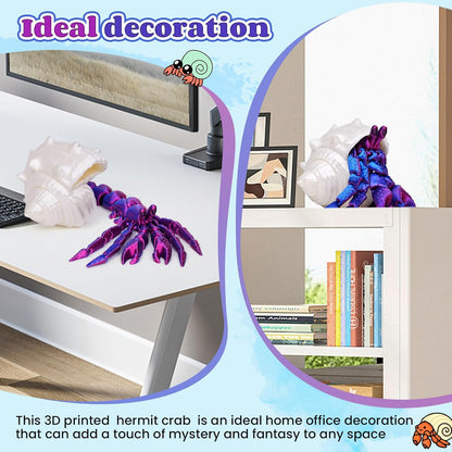 3D Printed Hermit Crab Fidget,3D Printed Dynamic Animals Toy,Full Articulated Flexible Crystal