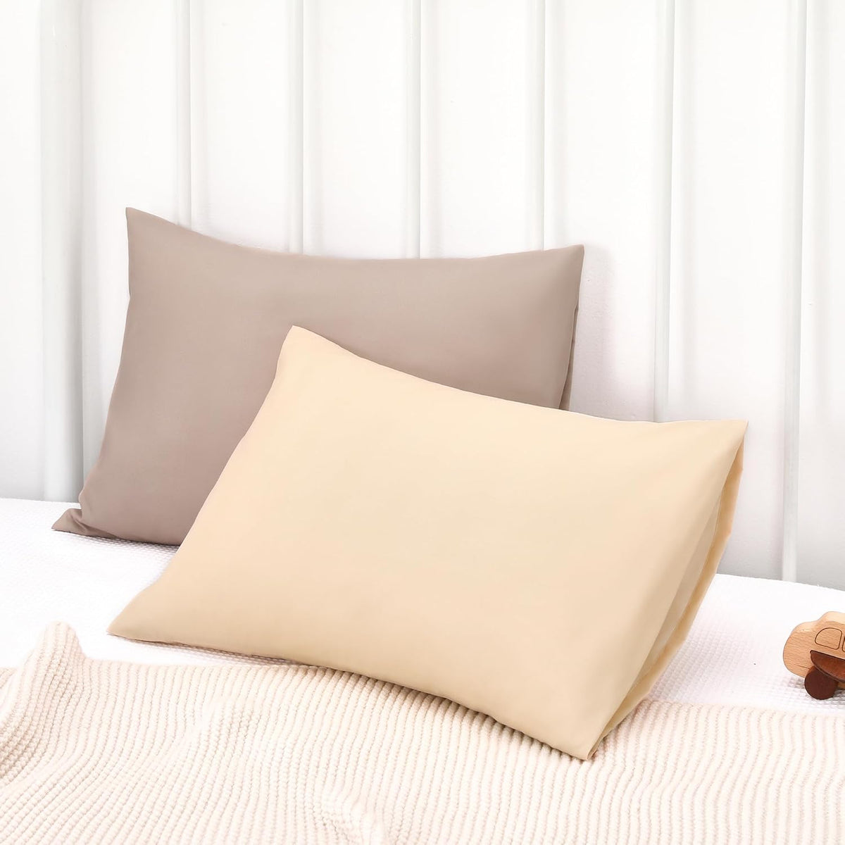 TILLYOU Toddler Pillowcase 2 Pack with Envelope Closure,13" x 18" Silky Soft Microfiber Travel Kids