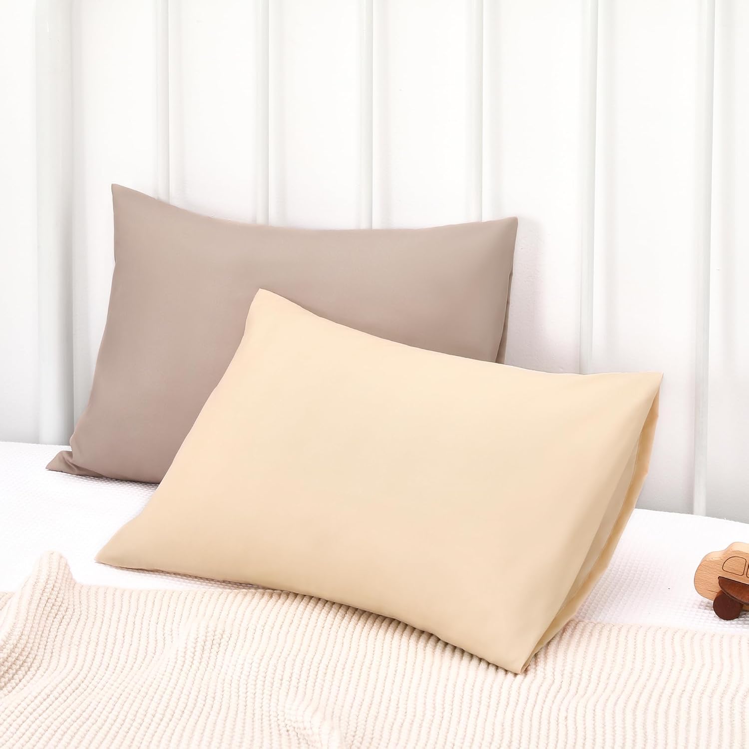 TILLYOU Toddler Pillowcase 2 Pack with Envelope Closure,13" x 18" Silky Soft Microfiber Travel Kids