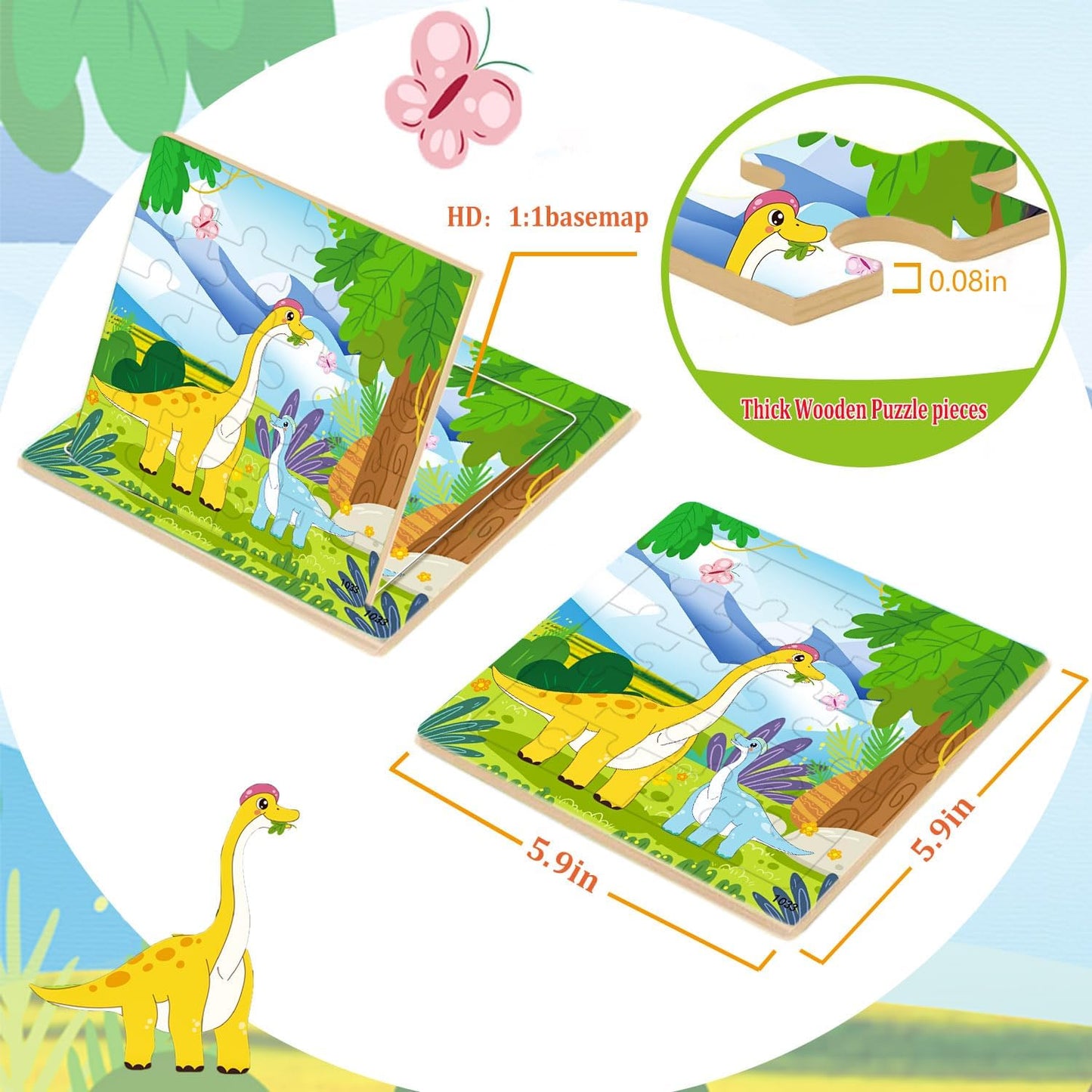 Puzzles for Kids Ages 4-6, 10 Pack of 20 Piece Wooden Jigsaw Puzzles for Toddlers Ages 3-5 Jigsaw