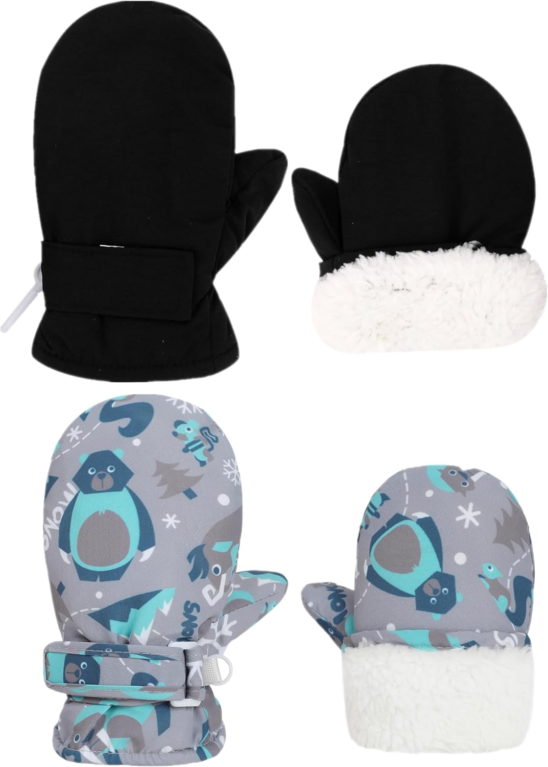 Toddler Gloves Kids Mittens Winter Warm Lined Fleece Gloves Waterproof Snow Baby Mitten for Boys
