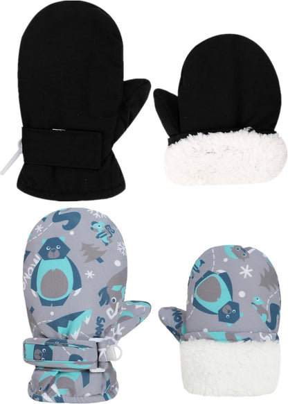Toddler Gloves Kids Mittens Winter Warm Lined Fleece Gloves Waterproof Snow Baby Mitten for Boys