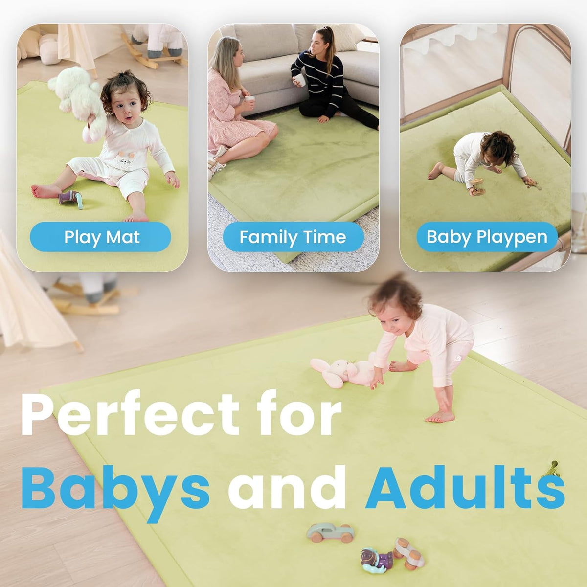 Baby Play Mat for Kids Room,Extra Thick Elasti-Foam Anti-Fall Cushion Mat for