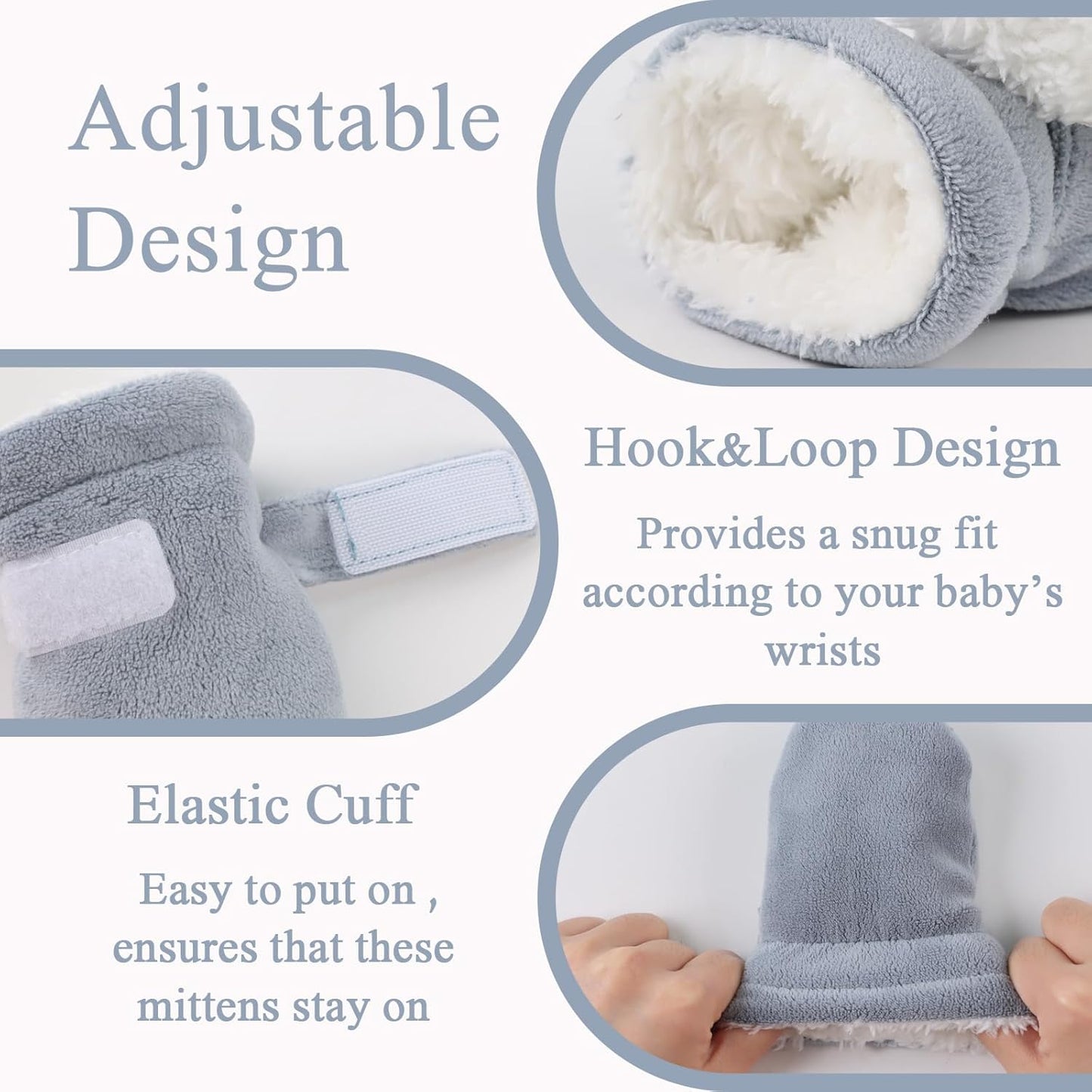 Zsedrut No Scratch Baby Mittens Toddler Infant Fleece Lined Gloves Winter Warm Mitten for Baby Boys
