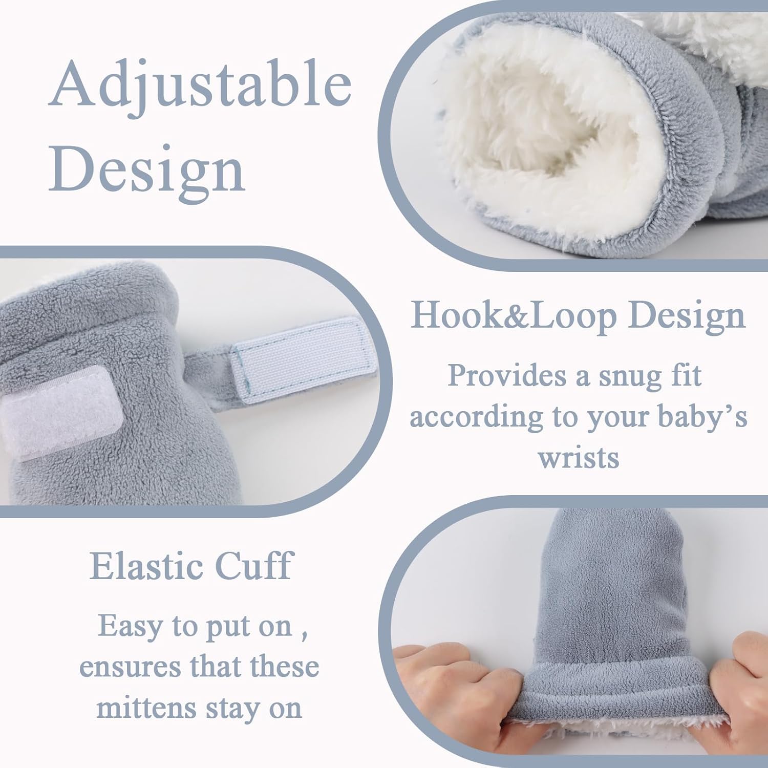 Zsedrut No Scratch Baby Mittens Toddler Infant Fleece Lined Gloves Winter Warm Mitten for Baby Boys
