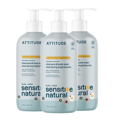 ATTITUDE 2-in-1 Shampoo and Body Wash for Baby, EWG Verified, Plant- and Mineral-Based Ingredients