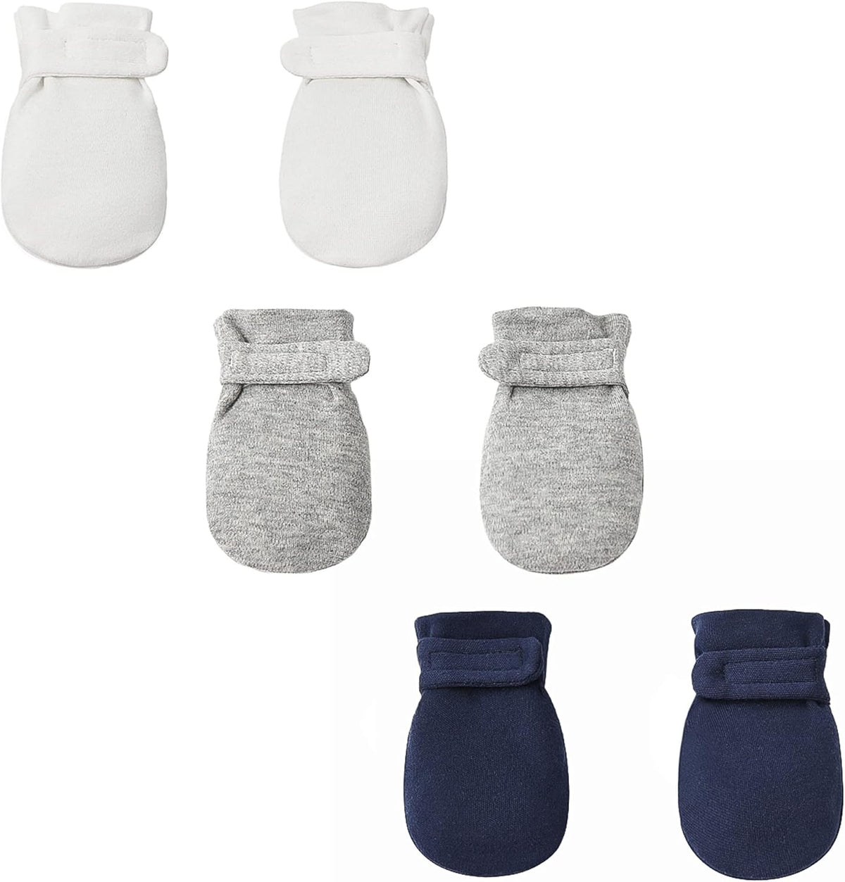 Newborn Baby No Scratch Mittens Stay On, 100% Cotton Breathable, Adjustable Infant Gloves for Baby