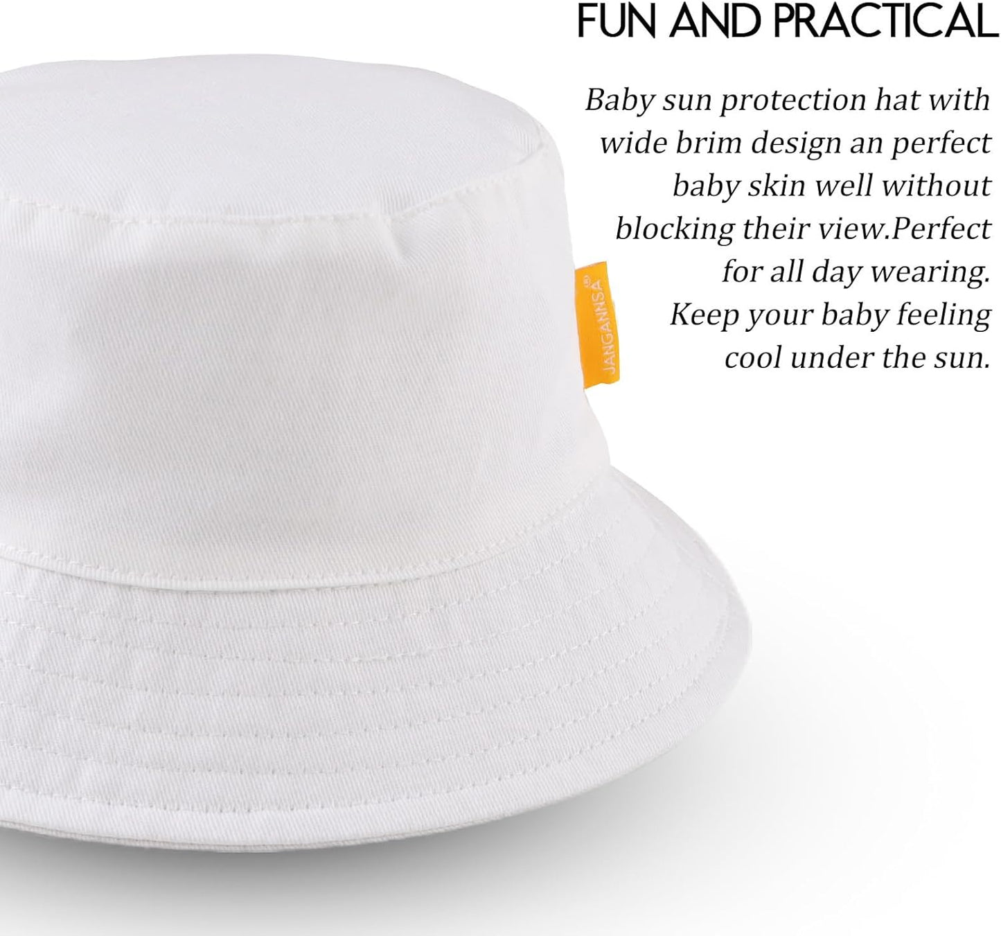 JANGANNSA Cotton Baby Sun Hat Infant Toddler Boys Girls Bucket Hats Summer Sun Protection Kids