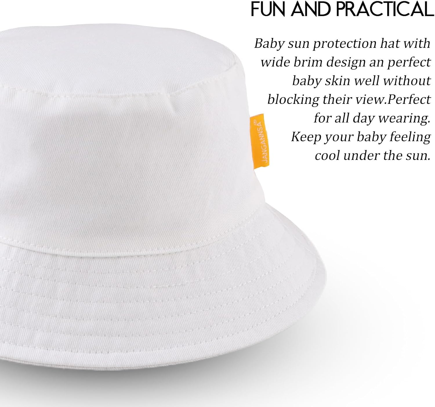 JANGANNSA Cotton Baby Sun Hat Infant Toddler Boys Girls Bucket Hats Summer Sun Protection Kids