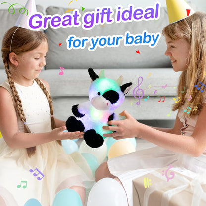 Glow Guards 15'' Light up Music Cow Stuffed Animals Glowing Singing Soft Plush Toy with Lullaby