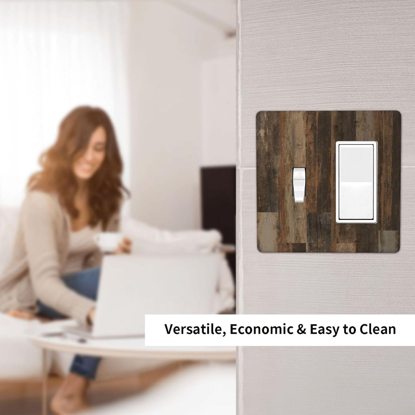 Rustic Brown Wood Grain Dark Oak Outlet Covers 1 Toggle 1 Rocker Combination Decorative Wall Plate