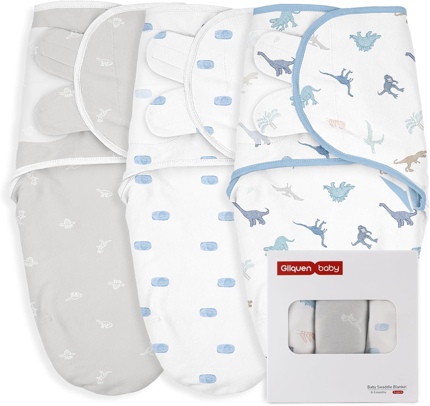 GLLQUEN BABY Swaddle 0-3 Months - 3 Pack Swaddles for Newborn, Adjustable Newborn Swaddling Wrap