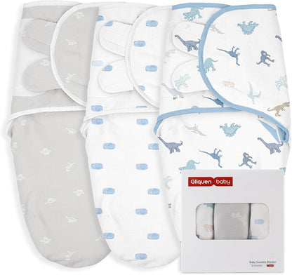 GLLQUEN BABY Swaddle 0-3 Months - 3 Pack Swaddles for Newborn, Adjustable Newborn Swaddling Wrap