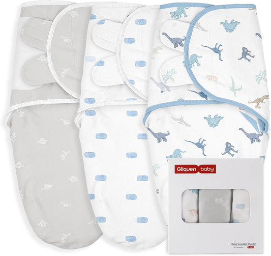 GLLQUEN BABY Swaddle 0-3 Months - 3 Pack Swaddles for Newborn, Adjustable Newborn Swaddling Wrap