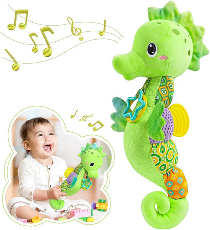 Baby Toys 0 to 12 Months, Musical Stuffed Animal Activity Soft Toys with Multi-Sensory Crinkle