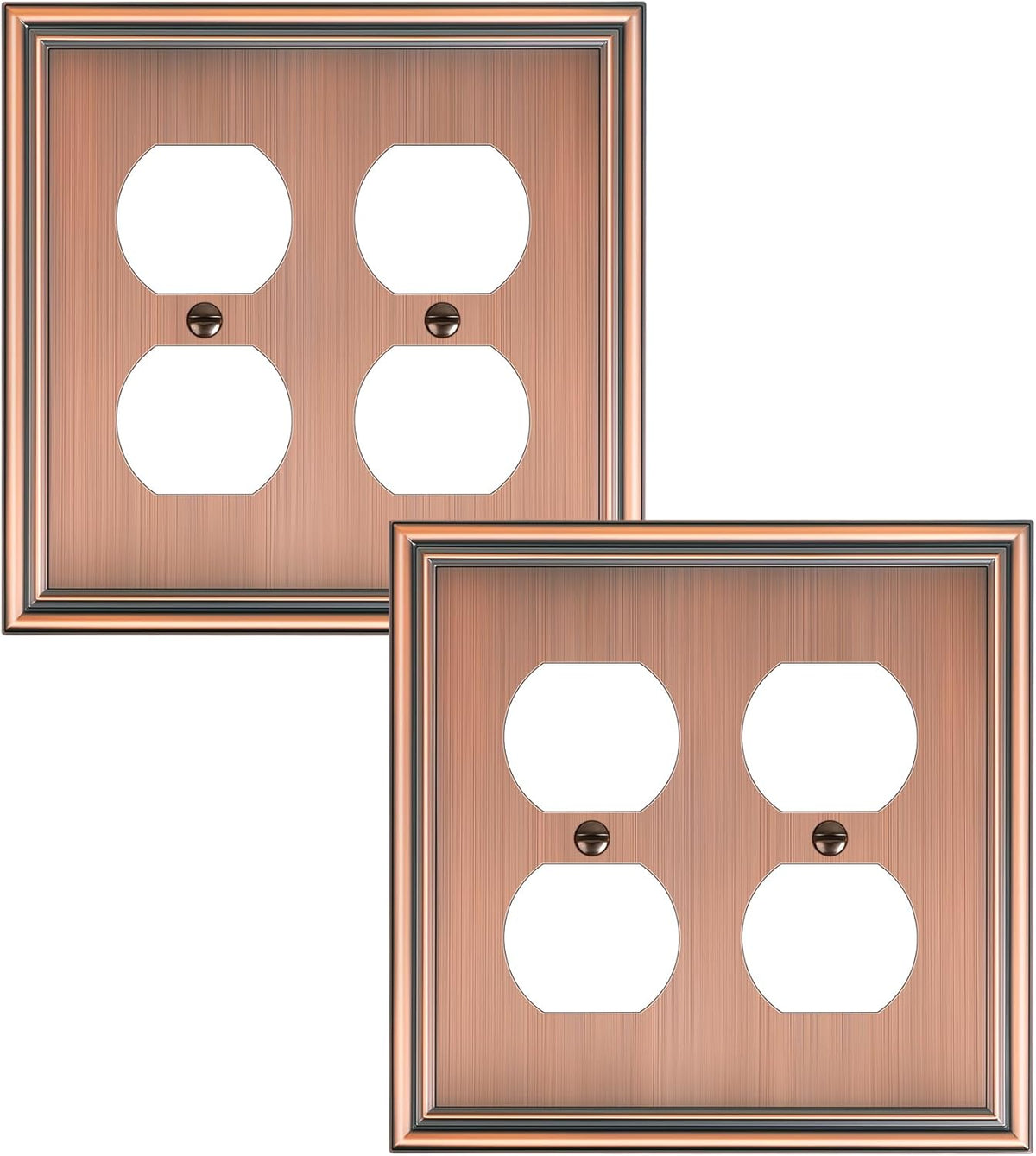 2-Pack Double Duplex Outlet Cover, Antique Copper Switch Plates and Outlet Covers for Electrical