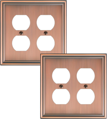 2-Pack Double Duplex Outlet Cover, Antique Copper Switch Plates and Outlet Covers for Electrical