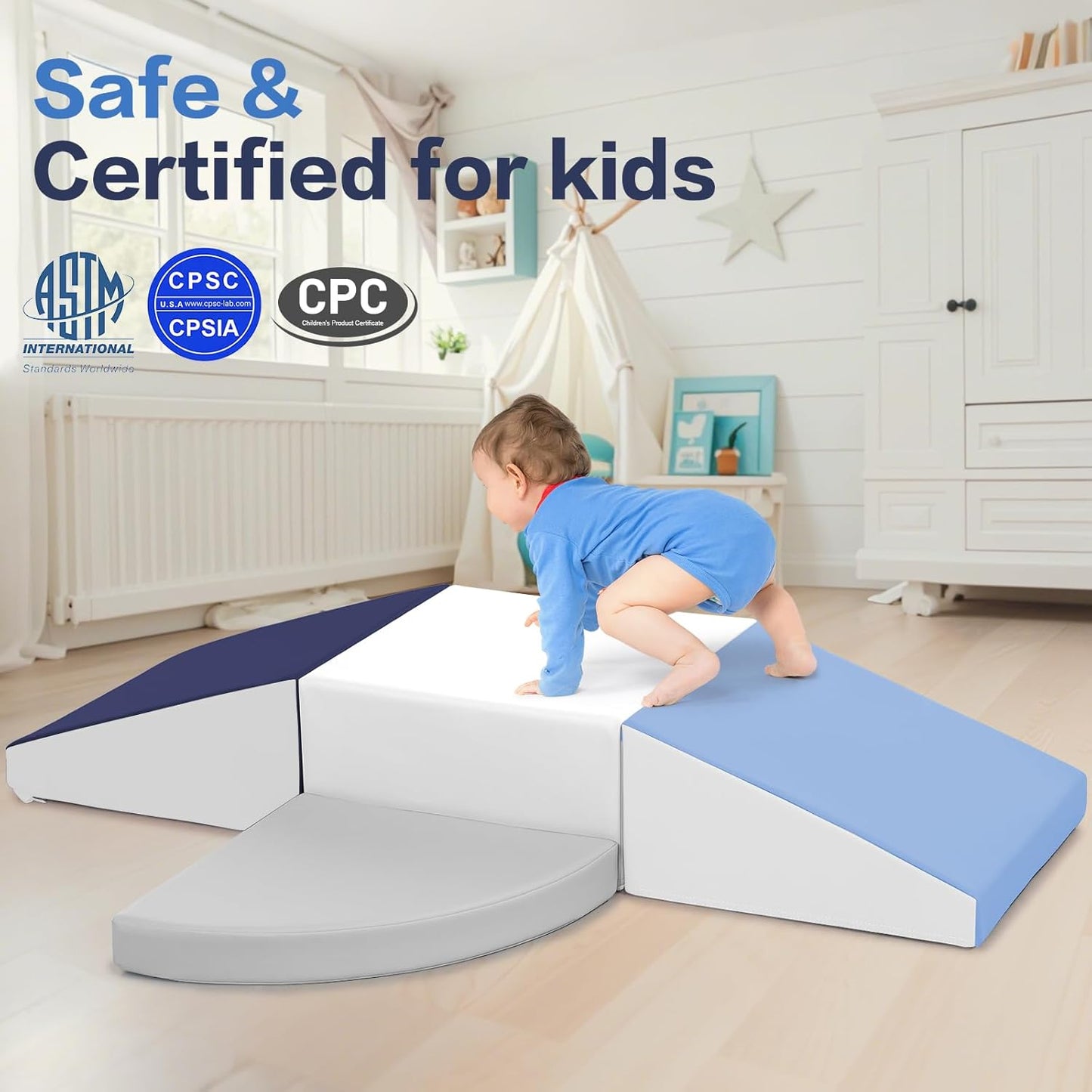 Sumbababy Climbing Foam Blocks for Toddlers: PU Leather Foam Blocks for Kids Active Play - Toddler