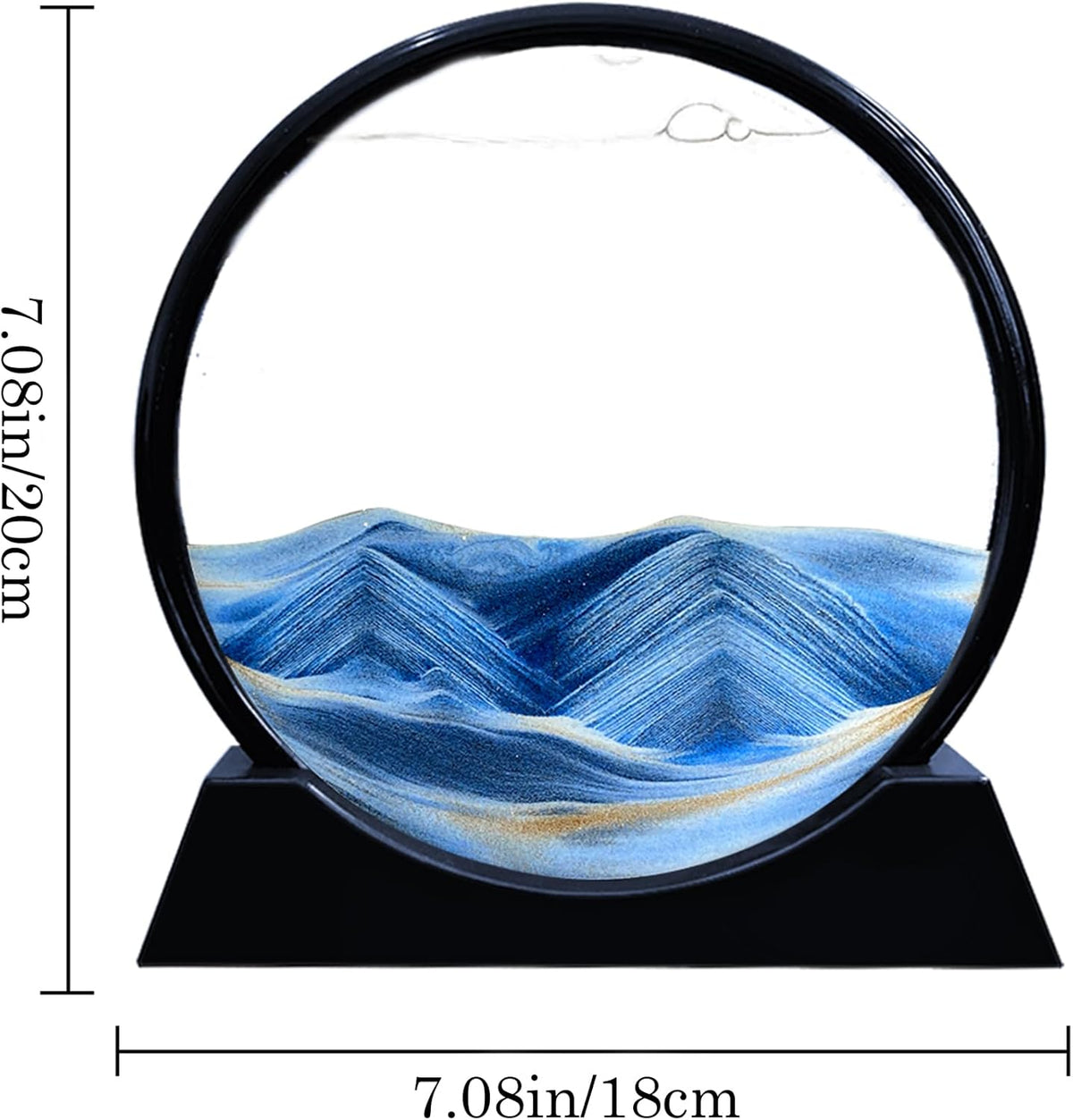 Aoderun Moving Sand Art Picture Round Glass 3D Deep Sea Sandscape in Motion Display Flowing Sand