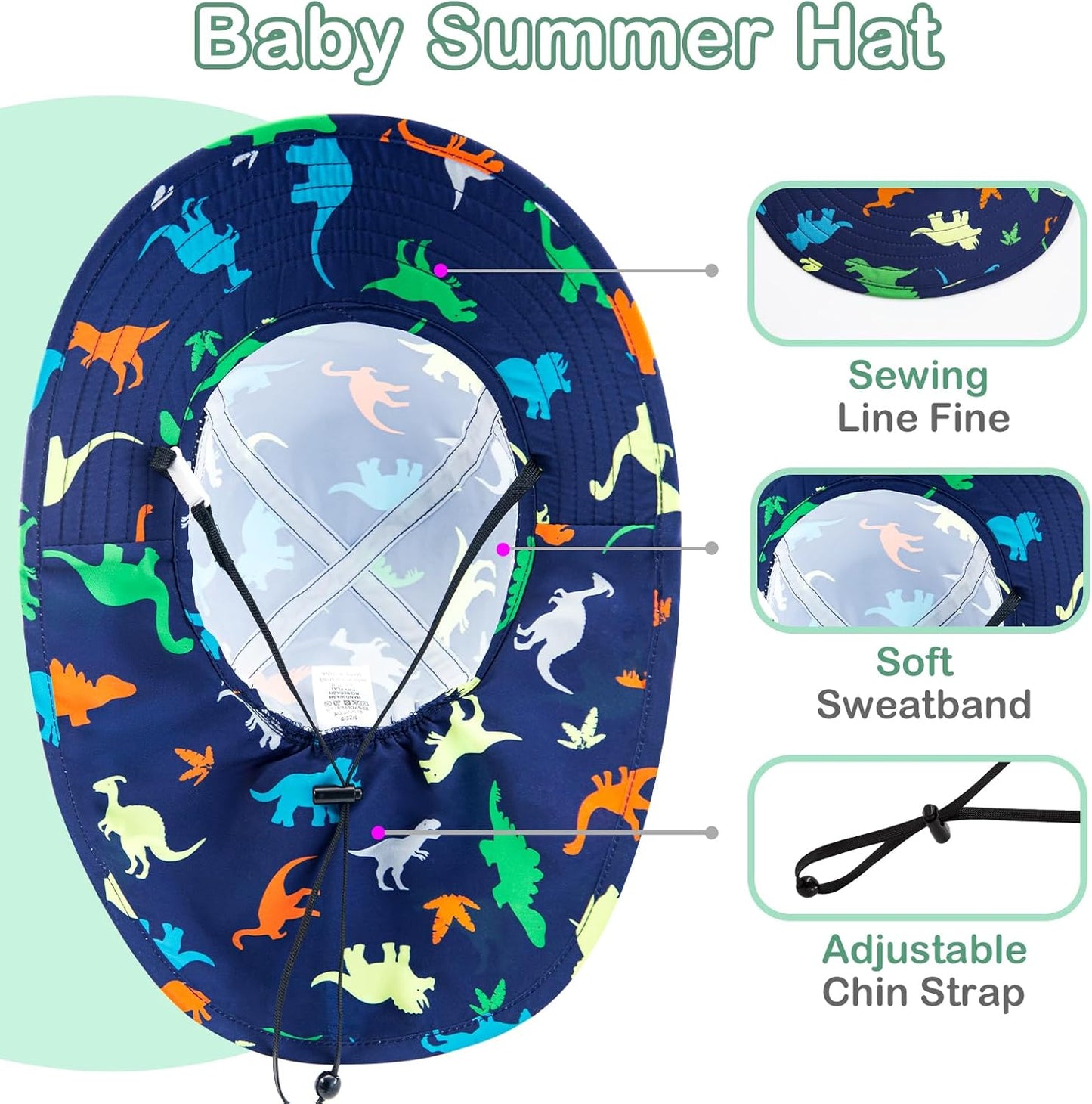 XIAOHAWANG Girls Sun Hat Baby Beach Hats Boys UPF 50+ Kids Summer Protection Cap Toddler Breathable