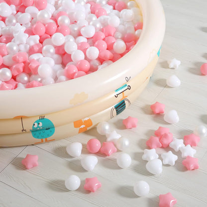 GOGOSO Pink Ball Pit Balls with Star Bals Heart Balls 100 - Crushproof Plasticballs for Babies