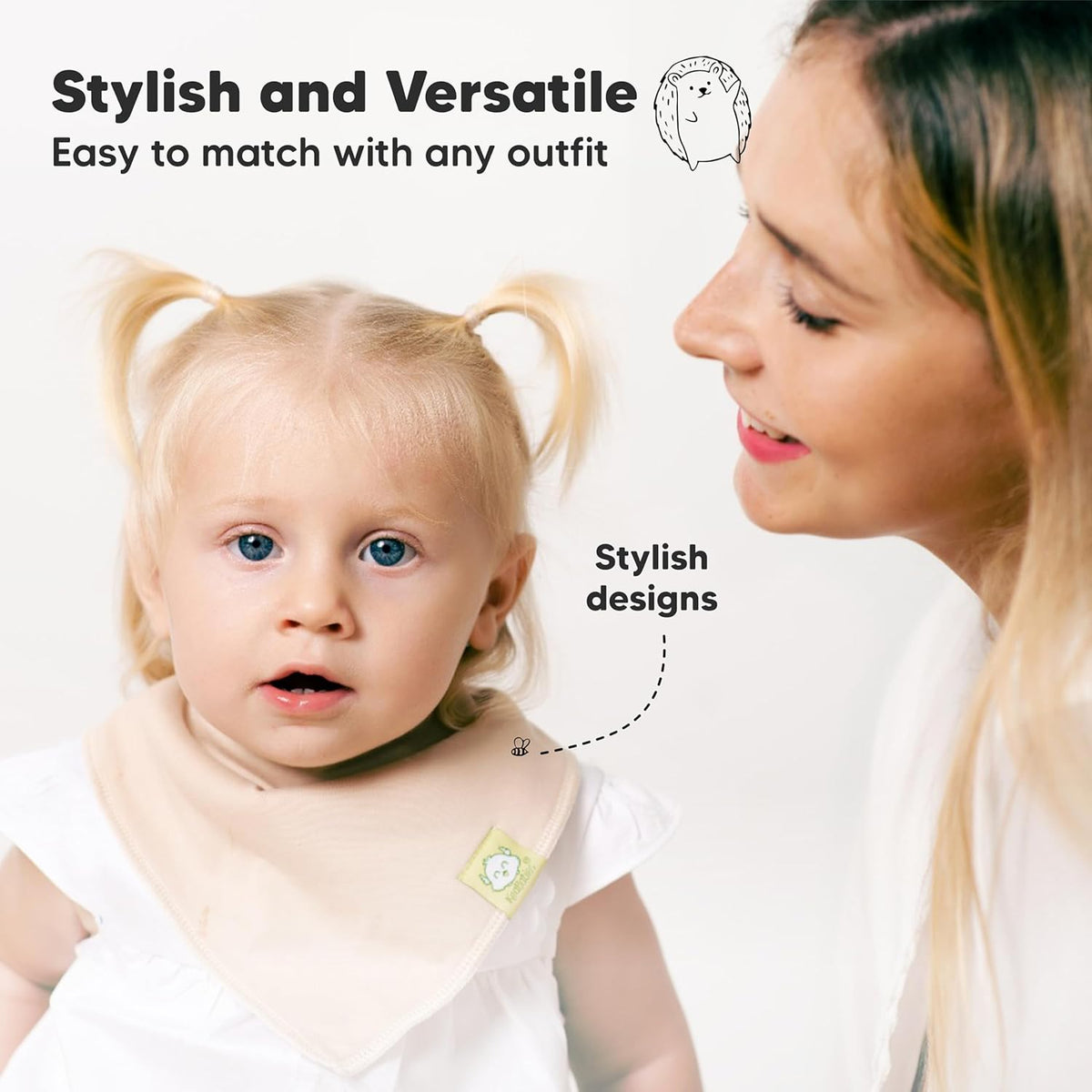 8-Pack Organic Baby Bandana Bibs for Girls - Super Absorbent Triangle Baby Bibs for Drooling and