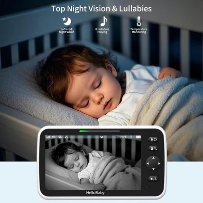 HelloBaby 6'' World First IPS 30H Battery Split-Screen Video Baby Monitor with Camera and Audio, No