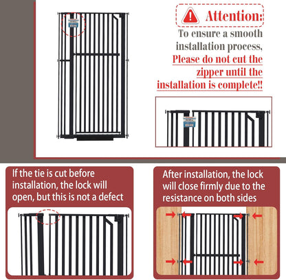 Glaf Extra Tall Pet Gate 63" Pressure Mounted Cat Door Safety Metal Cat Gate Adjustable Width Dog
