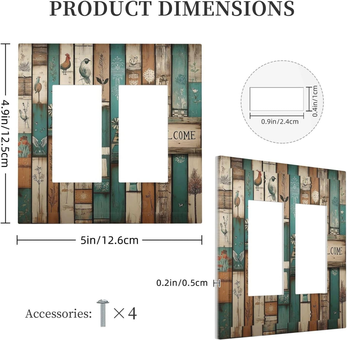 Decorative Outlet Covers Vintage Wood Brown Turquoise Splicing 2 Gang Double Gfci Rocker Electrical