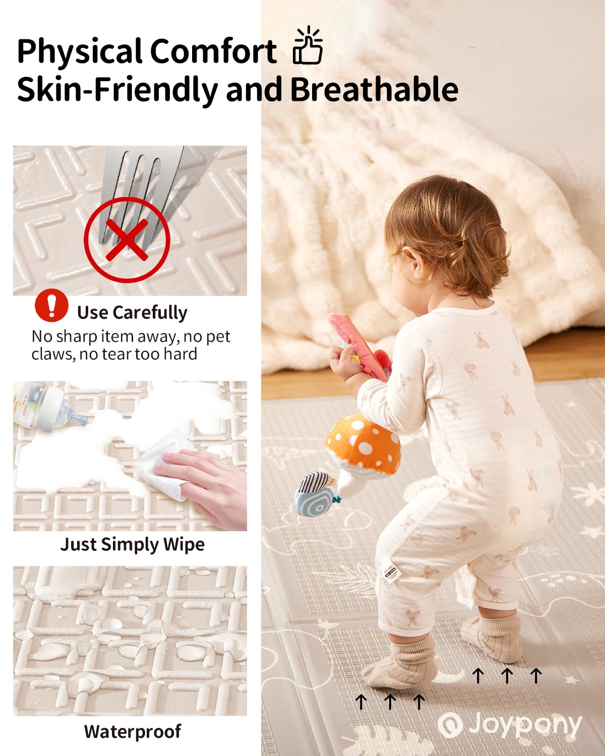 Baby Play Mat, 79" X 71" X 0.6" Extra Large & Thick Reversible Foldable Play Mats for Babies and