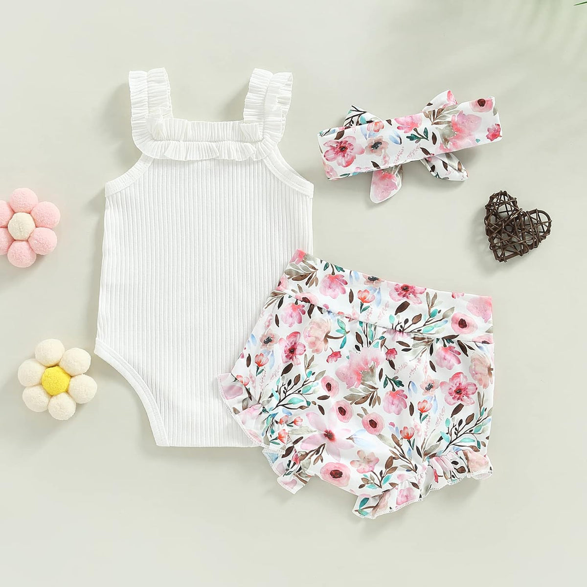 fhutpw Baby Girl Clothes Summer Cute Outfits 3 6 12 18 Months Spaghetti Strap Romper & Floarl