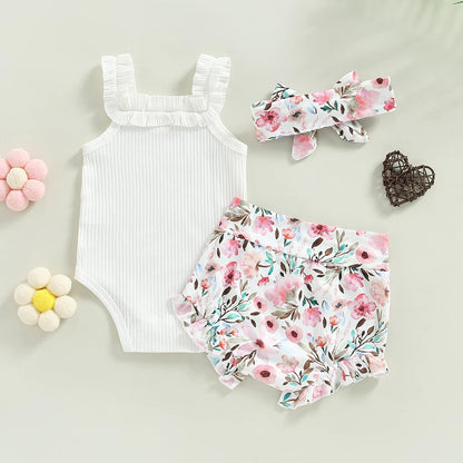 fhutpw Baby Girl Clothes Summer Cute Outfits 3 6 12 18 Months Spaghetti Strap Romper & Floarl