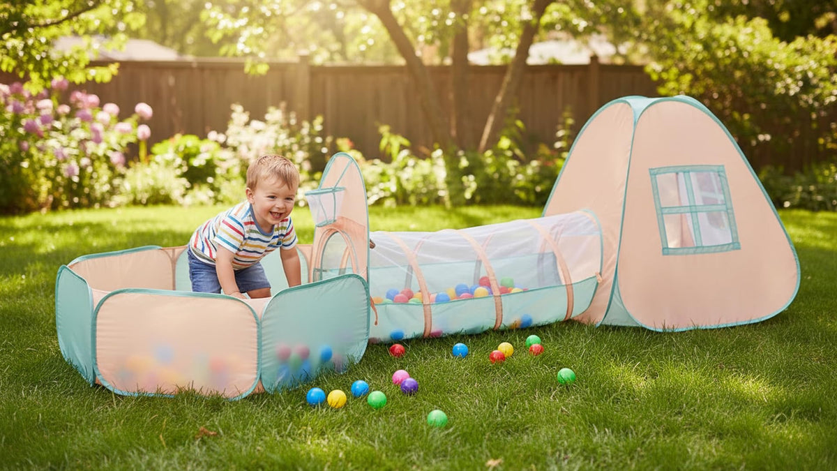 UTEX 3 in 1 Pop Up Play Tent with Ball Pit, Indoor/Outdoor Playhouse