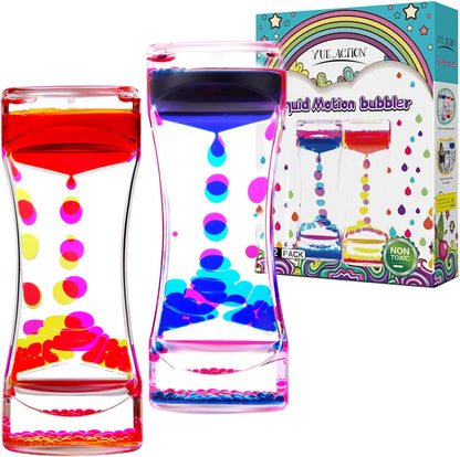 YUE Action Liquid Timer 2 Pack/Liquid Motion Bubbler Timer for Caliming Sensory Toys, Autism