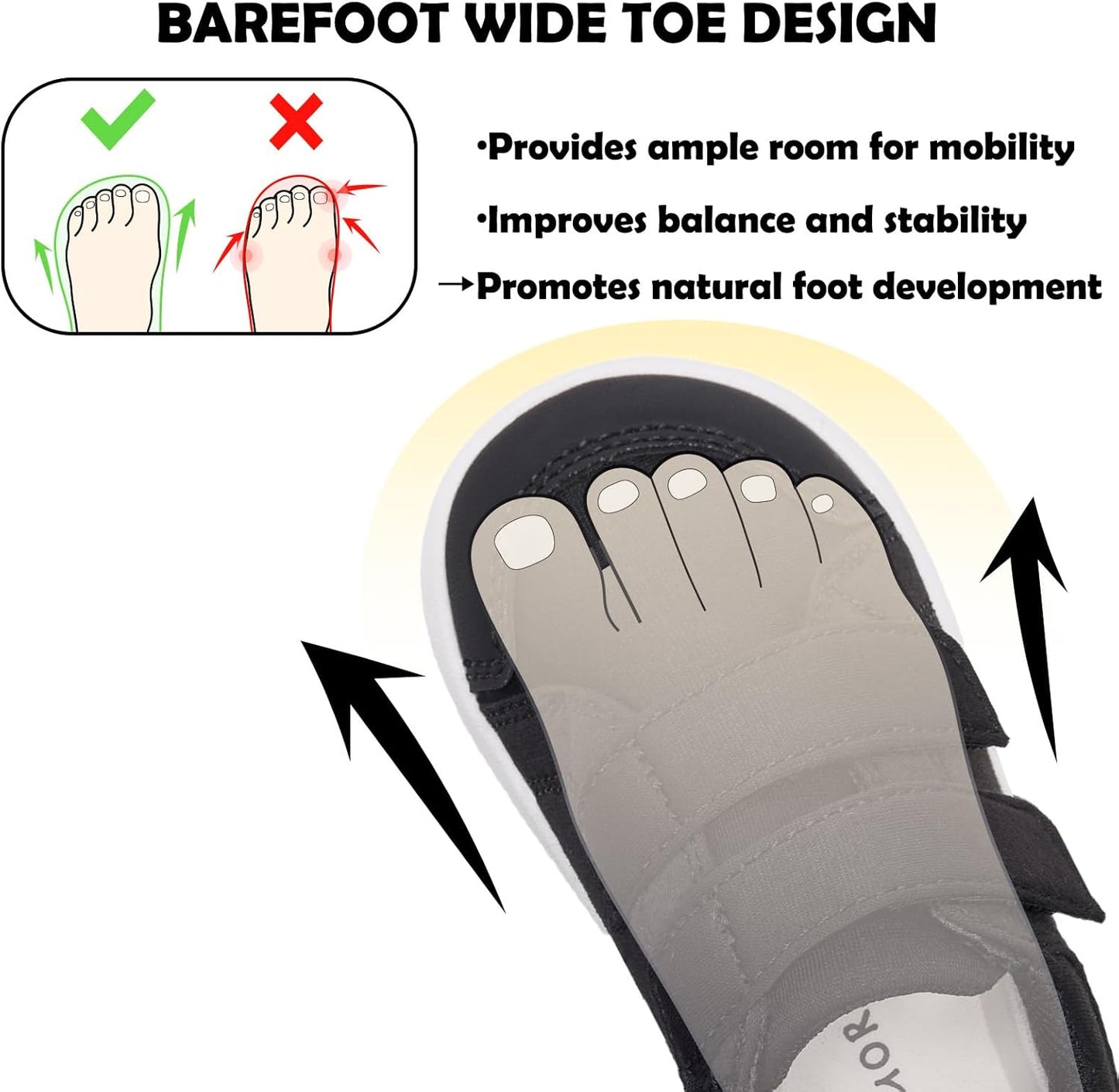 MORENDL Wide Toe Box Shoes Toddler Barefoot Shoes Baby Walking Shoe Boy Girl Non-Slip Zero Drop