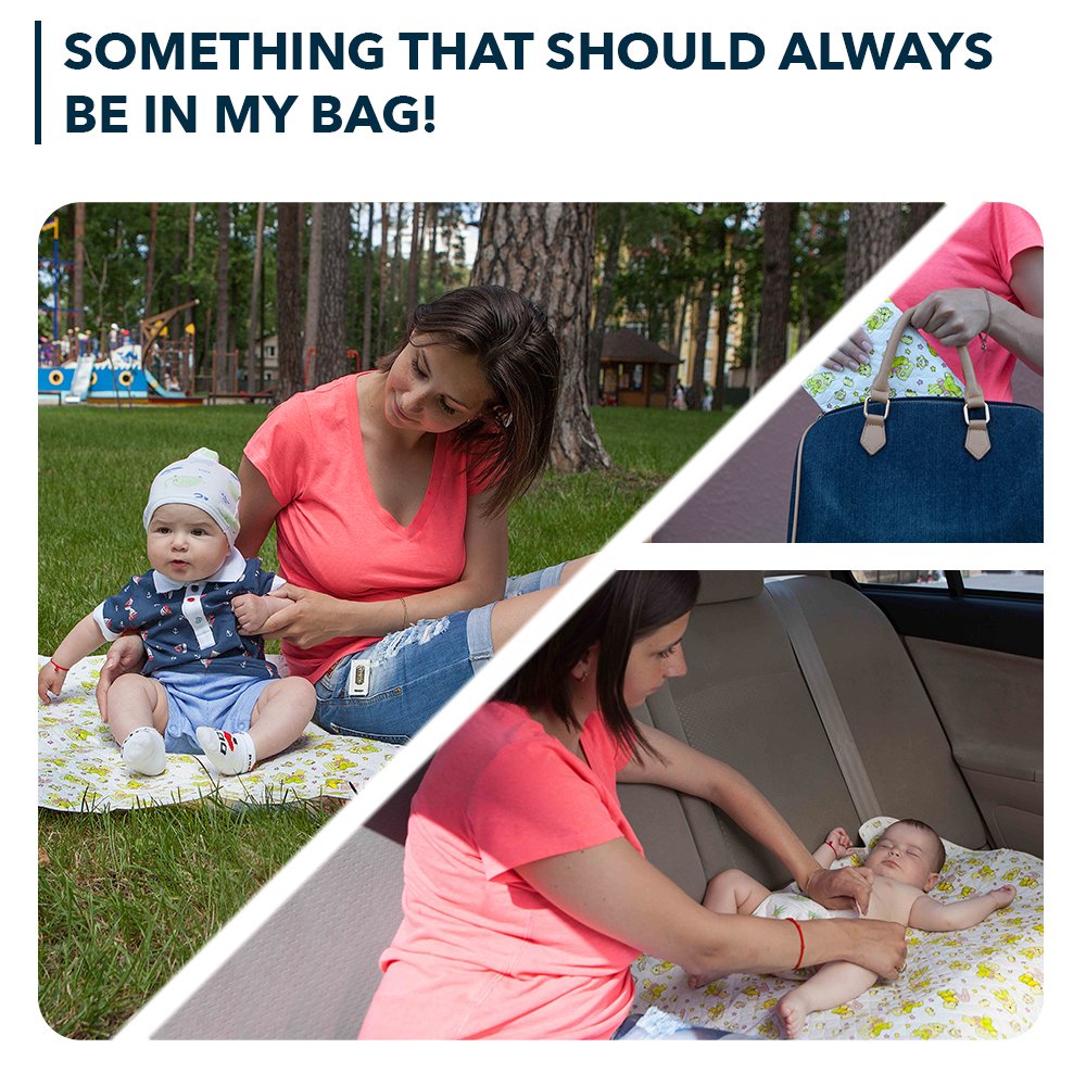 Changing Mat - Biggest Waterproof & Reusable Portable Changing Pad 25.5"x31.5" for Change Diaper in