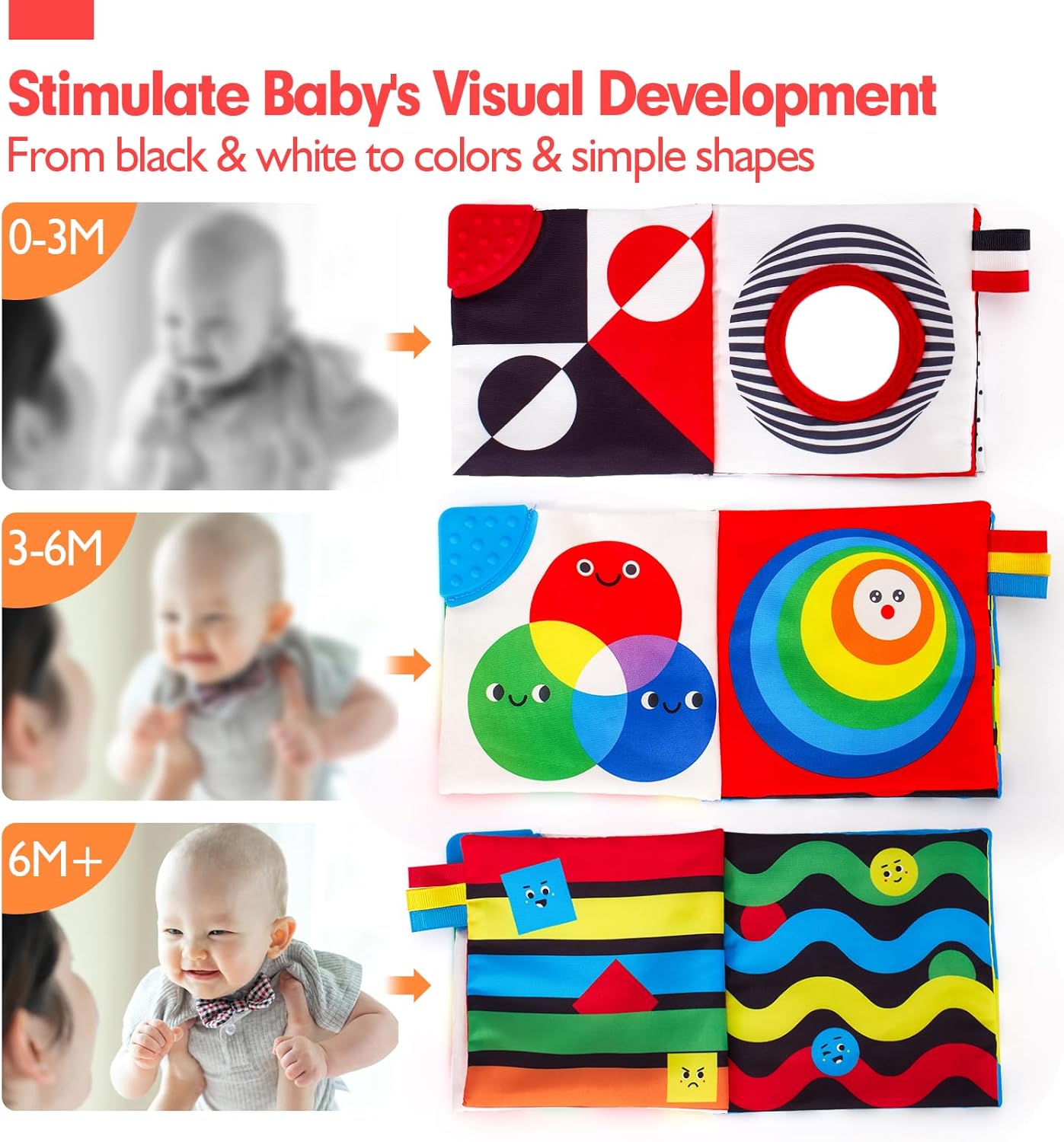 hahaland Baby Books 0-6 Months - 2PCS Infant Toys 0-6m Tummy Time Babies Toy Newborn Toys High