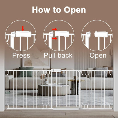 WAOWAO Baby Gate 52.76-62.2" Extra Wide Pressure Mounted Walk Through Swing Auto Close Safety White